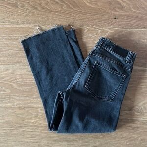 Anine Bing Black Cropped Raw-Hem Jeans